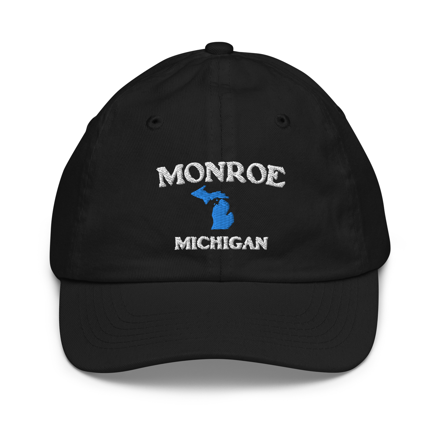 'Monroe Michigan' Youth Baseball Cap (w/ Michigan Outline)