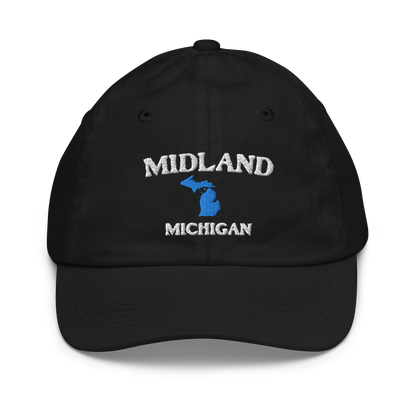 'Midland Michigan' Youth Baseball Cap (w/ Michigan Outline)