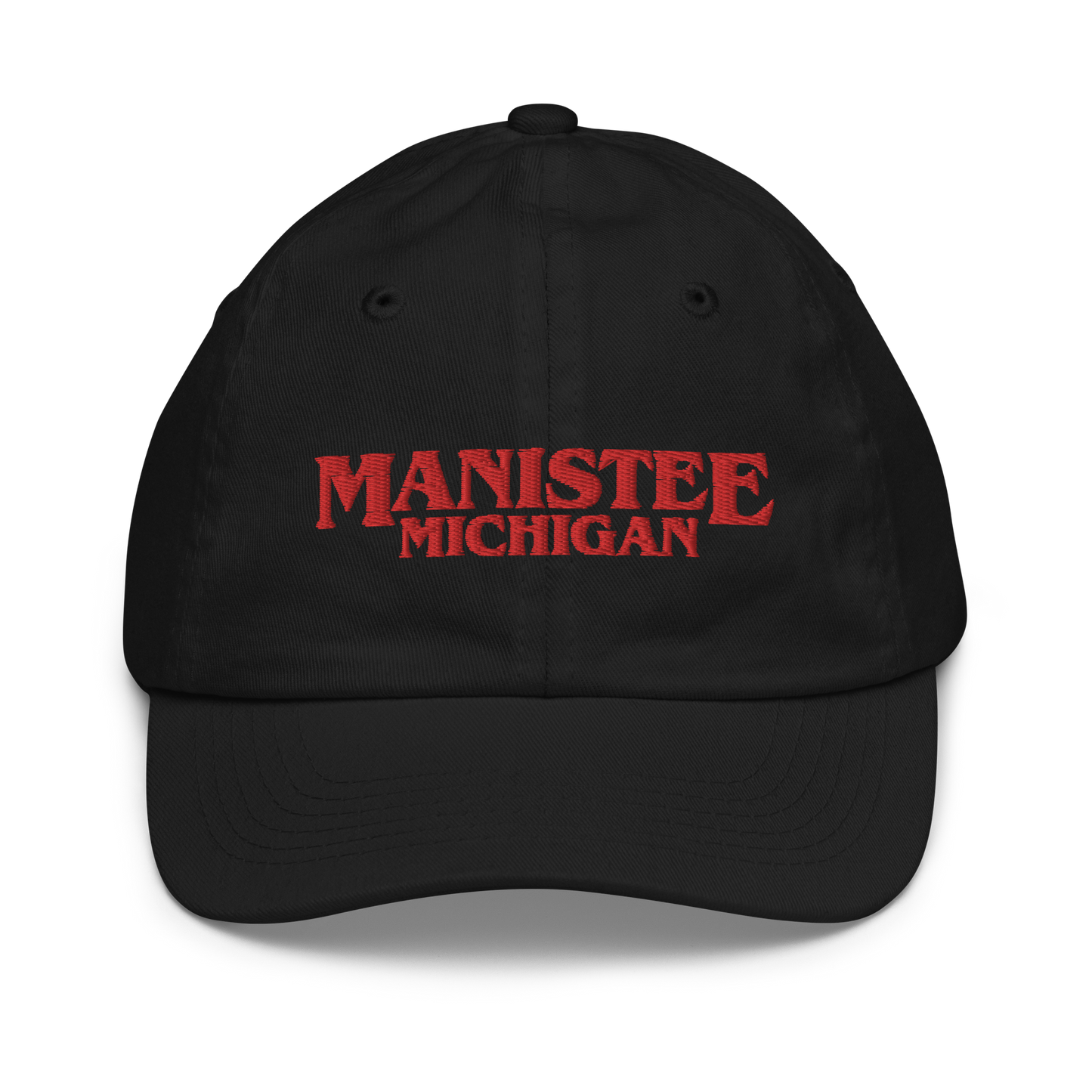 'Manistee Michigan' Youth Baseball Cap (1980s Drama Parody)