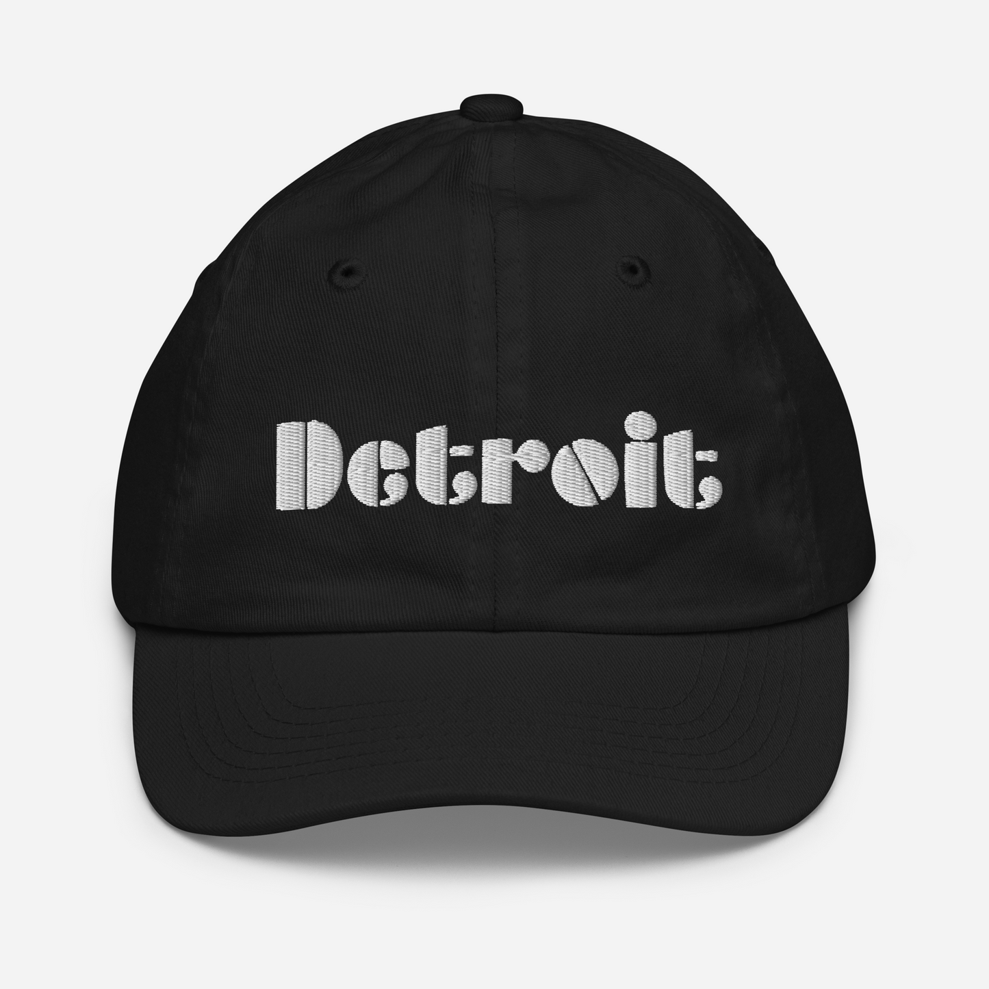 'Detroit' Youth Baseball Cap | White/Black Embroidery