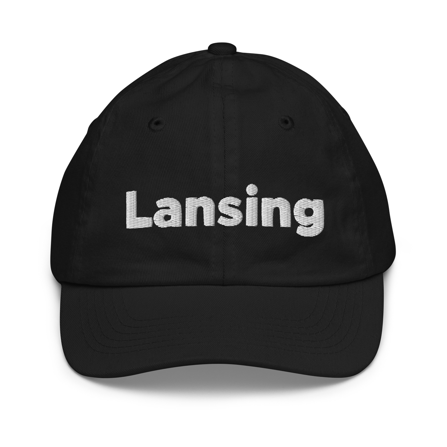 'Lansing' Youth Baseball Cap | White/Navy Embroidery