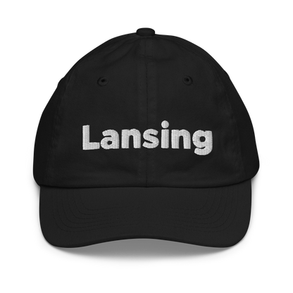 'Lansing' Youth Baseball Cap | White/Navy Embroidery