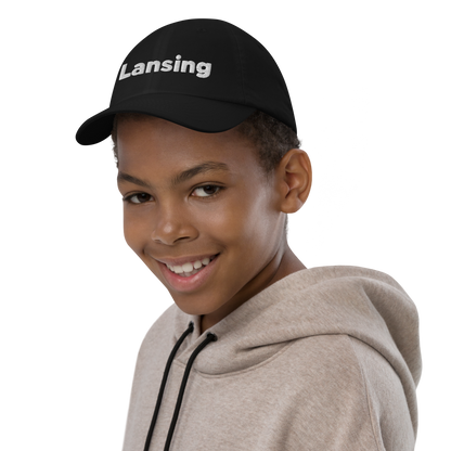 'Lansing' Youth Baseball Cap | White/Navy Embroidery