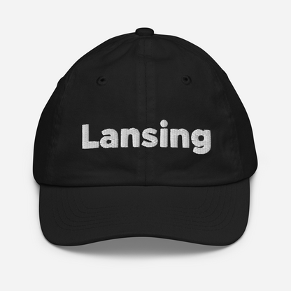 'Lansing' Youth Baseball Cap | White/Navy Embroidery