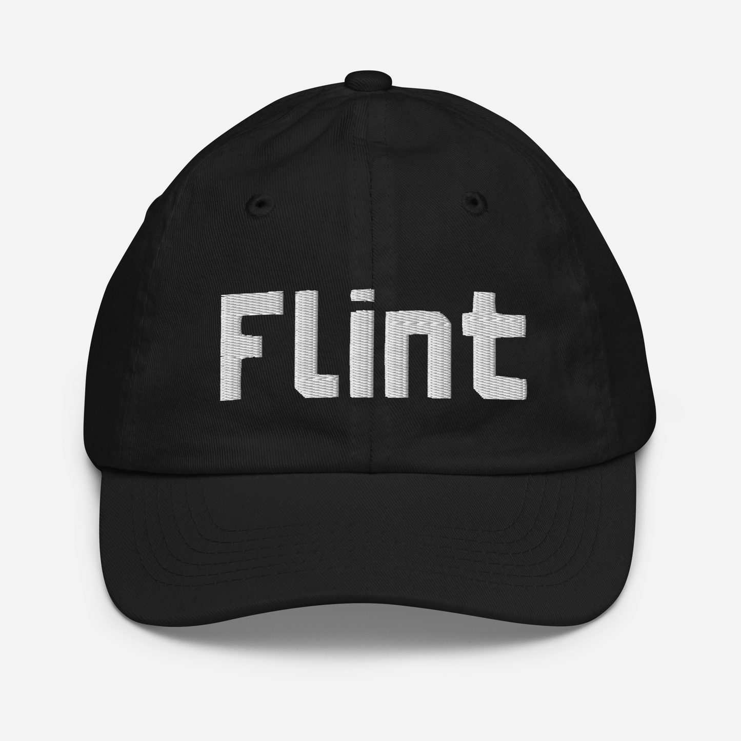 'Flint' Youth Baseball Cap | White/Black Embroidery