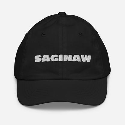 'Saginaw' Youth Baseball Cap | White/Navy Embroidery