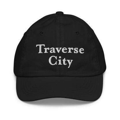 'Traverse City' Youth Baseball Cap | White/Navy Embroidery