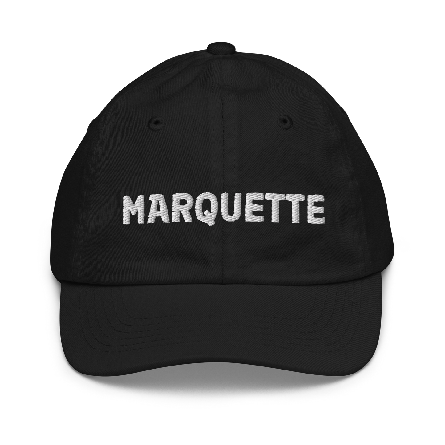 'Marquette' Youth Baseball Cap | White/Navy Embroidery