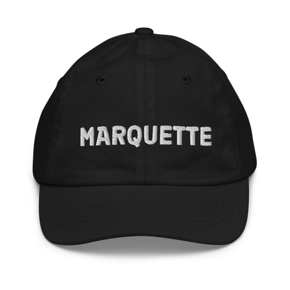 'Marquette' Youth Baseball Cap | White/Navy Embroidery