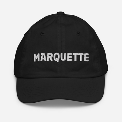 'Marquette' Youth Baseball Cap | White/Navy Embroidery