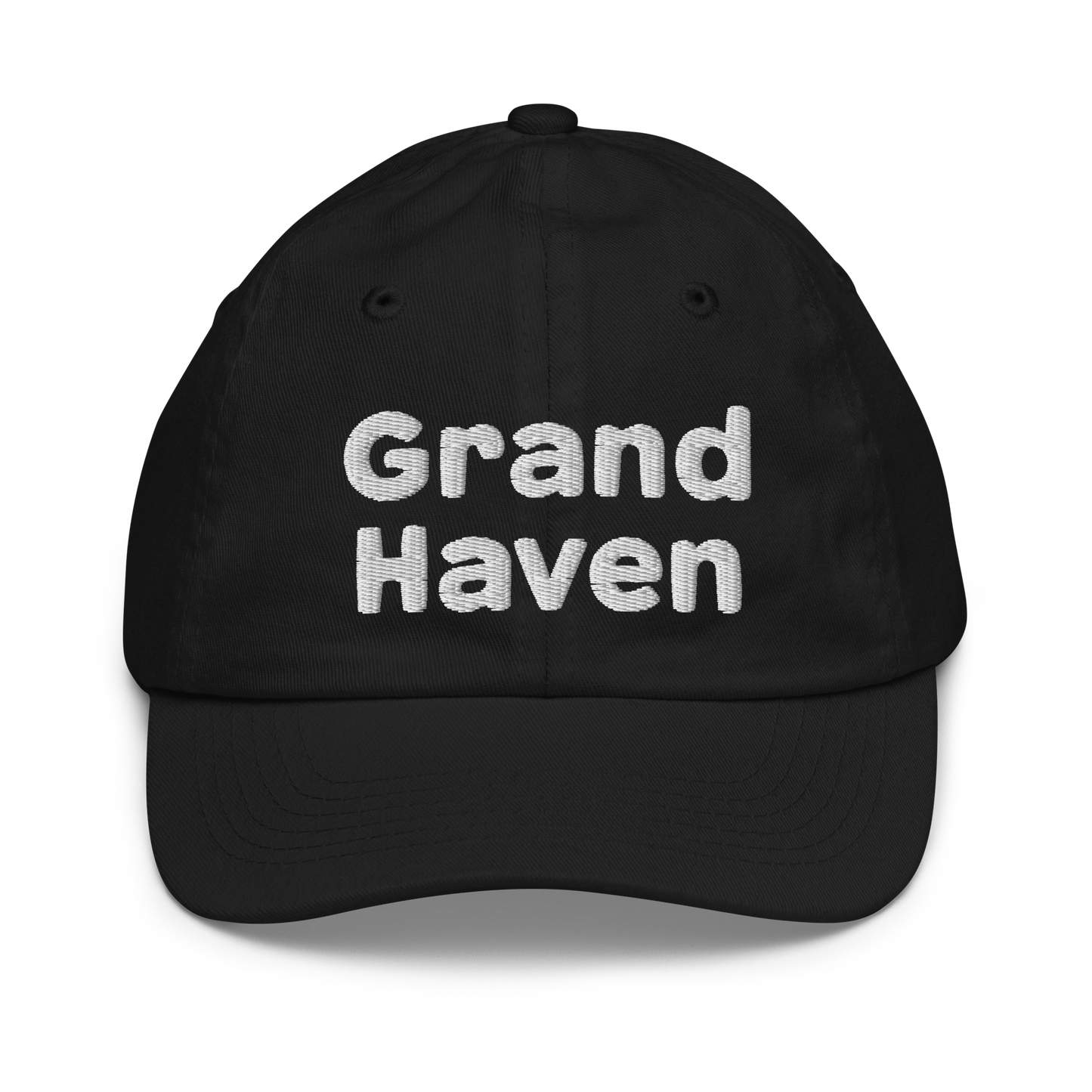 'Grand Haven' Youth Baseball Cap | White/Navy Embroidery