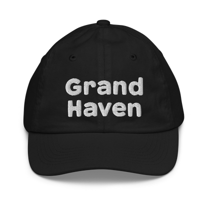 'Grand Haven' Youth Baseball Cap | White/Navy Embroidery