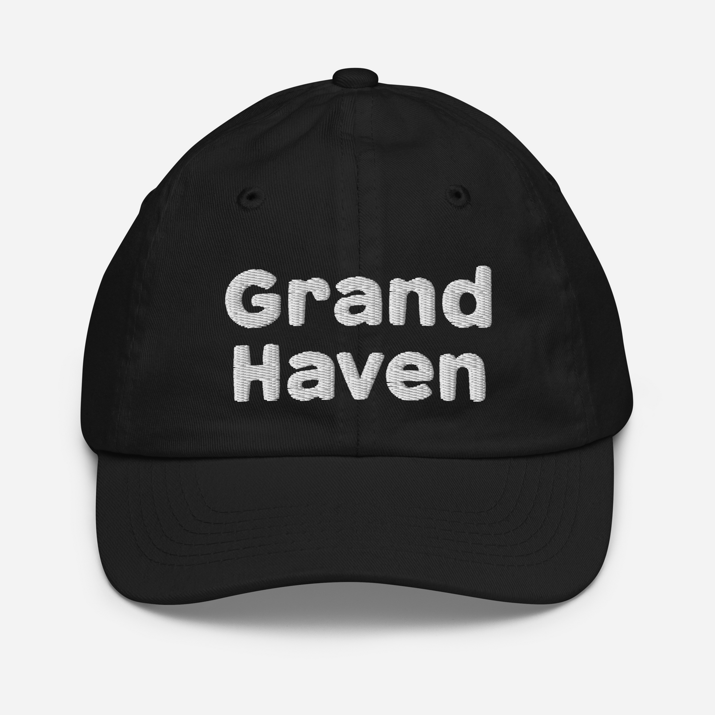 'Grand Haven' Youth Baseball Cap | White/Navy Embroidery