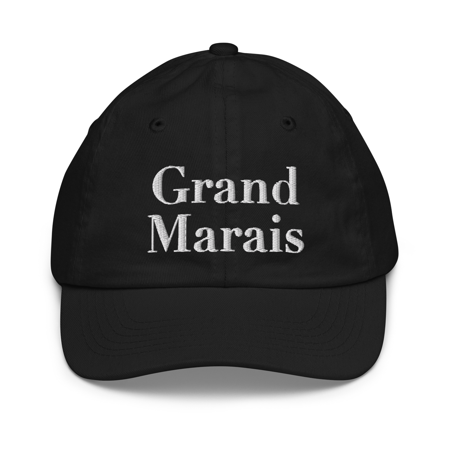 'Grand Marais' Youth Baseball Cap | White/Black Embroidery