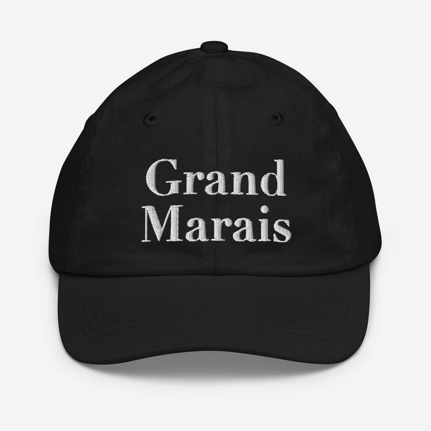 'Grand Marais' Youth Baseball Cap | White/Black Embroidery