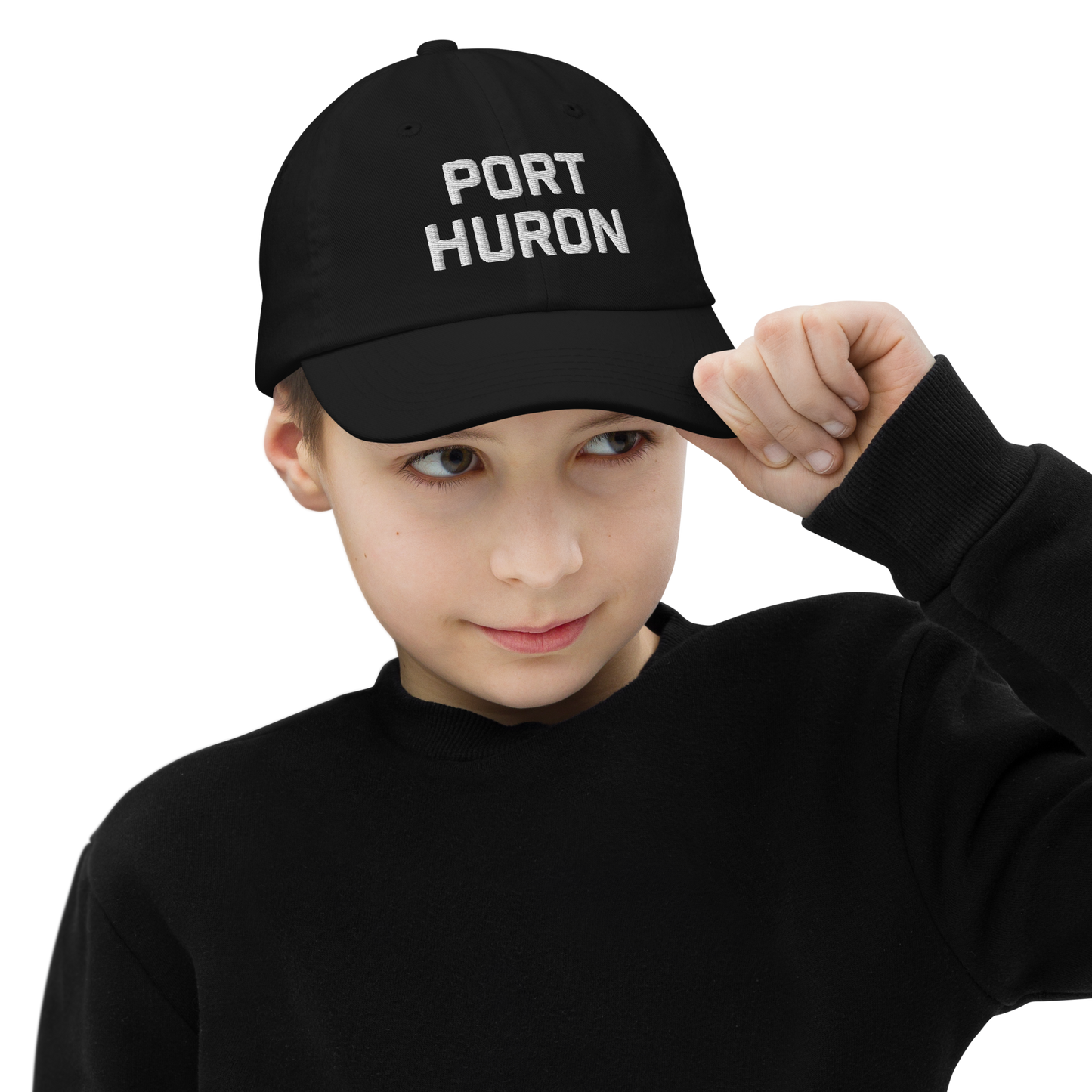 'Port Huron' Youth Baseball Cap | White/Navy Embrodiery