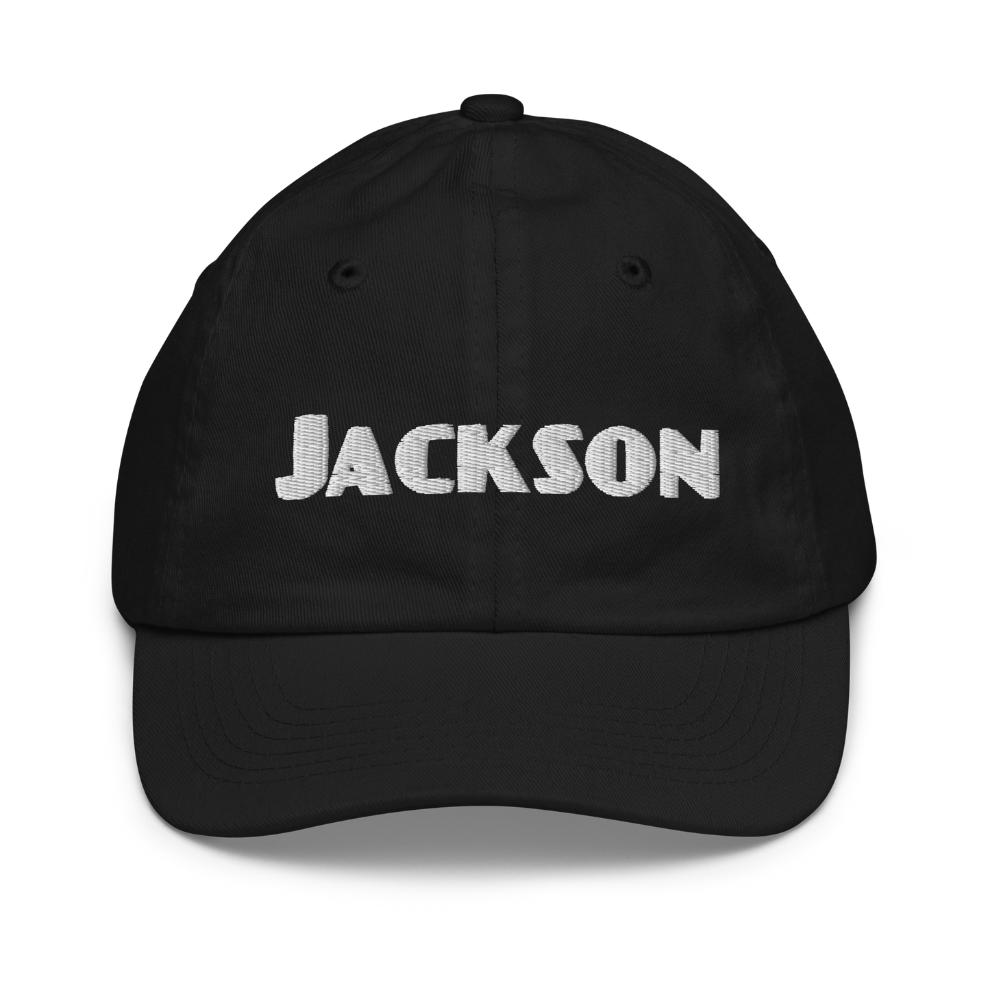 'Jackson' Youth Baseball Cap | White/Navy Embroidery