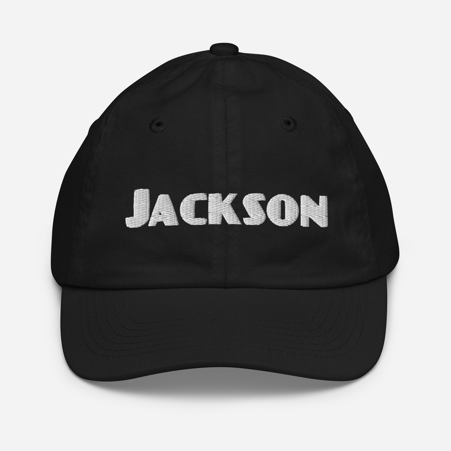 'Jackson' Youth Baseball Cap | White/Navy Embroidery