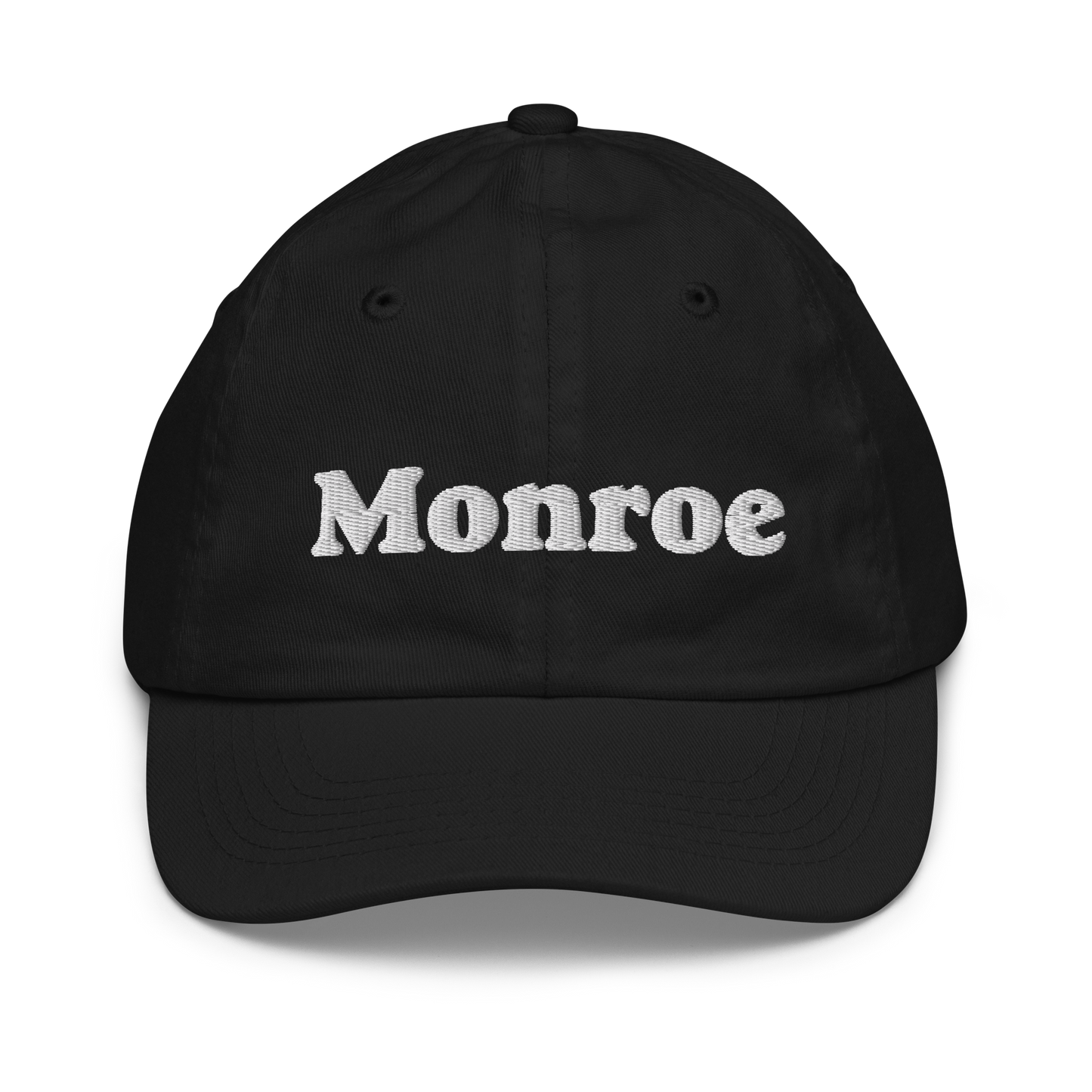 'Monroe' Youth Baseball Cap | White/Navy Embroidery