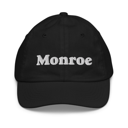 'Monroe' Youth Baseball Cap | White/Navy Embroidery