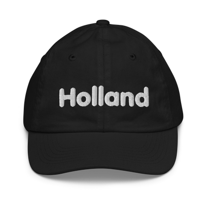 'Holland' Youth Baseball Cap | White/Navy Embrodiery