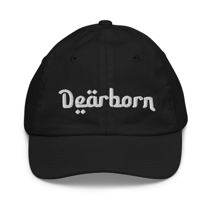 'Dearborn' Youth Baseball Cap | White/Black Embroidery