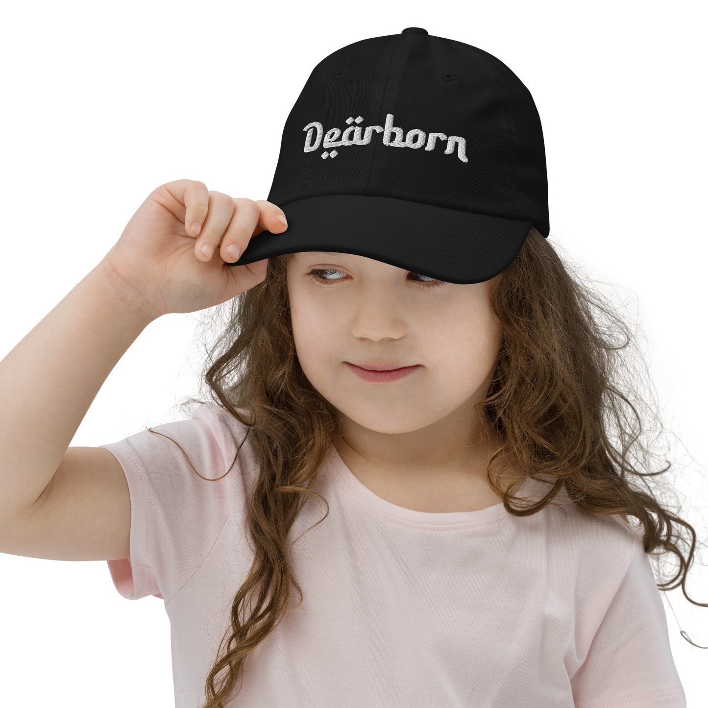 'Dearborn' Youth Baseball Cap | White/Black Embroidery