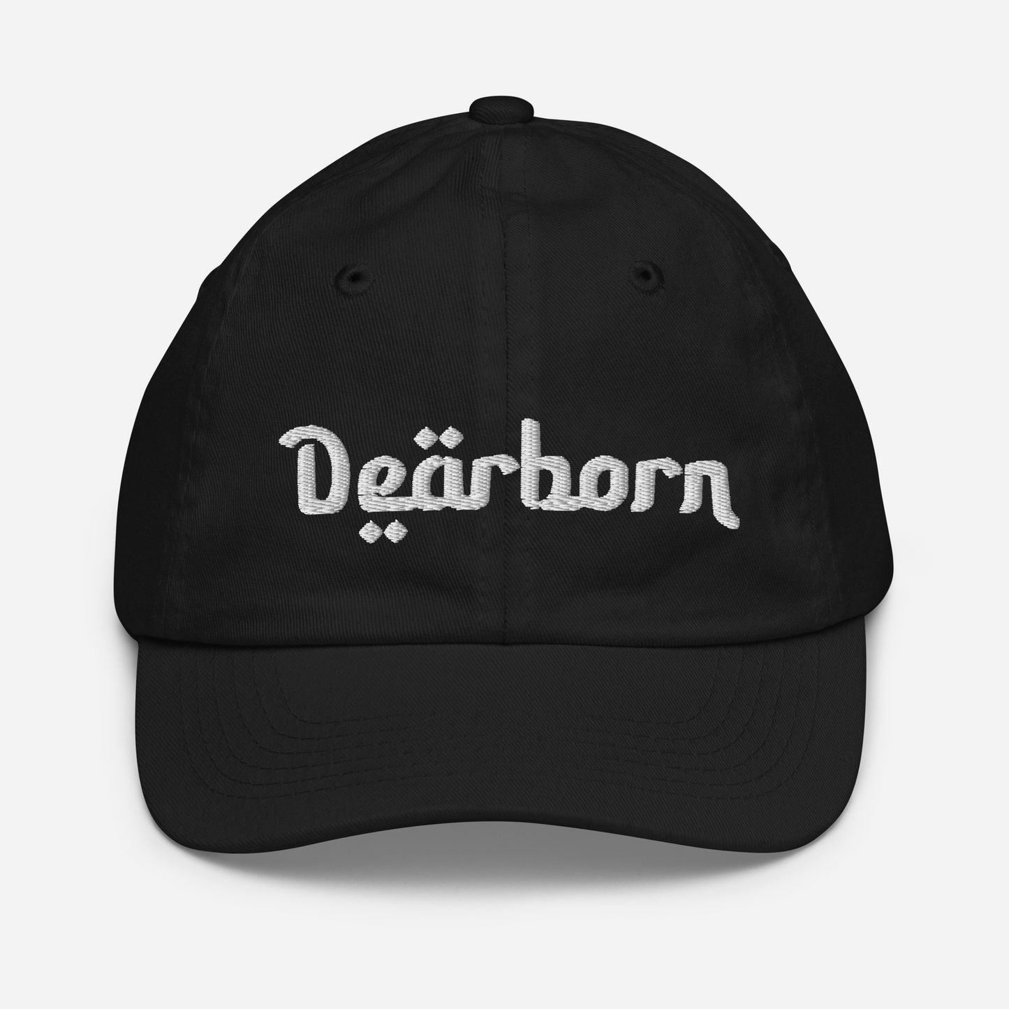 'Dearborn' Youth Baseball Cap | White/Black Embroidery