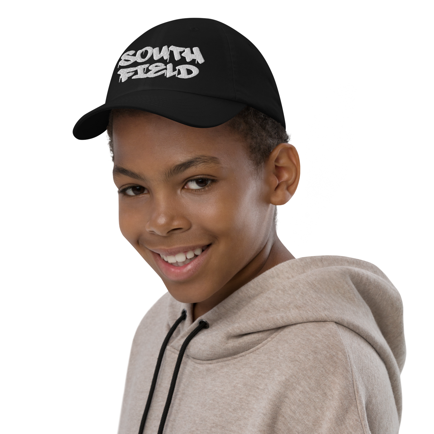 'Southfield' Youth Baseball Cap | White/Black Embroidery