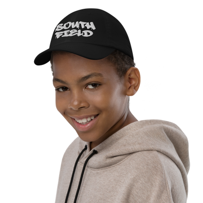 'Southfield' Youth Baseball Cap | White/Black Embroidery