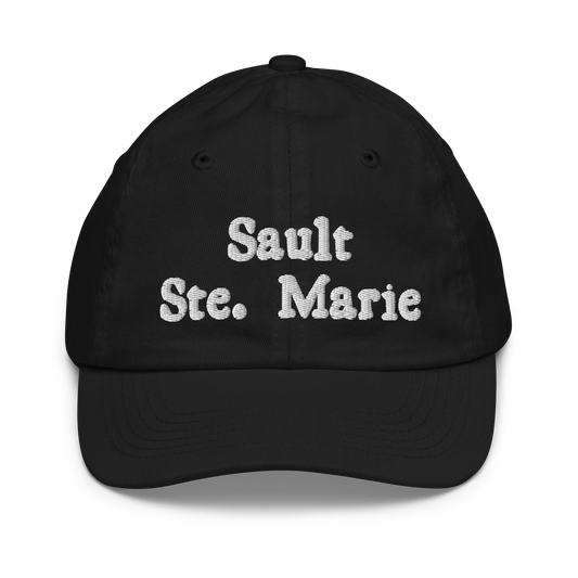 'Sault Ste. Marie' Youth Baseball Cap | White/Navy Embroidery