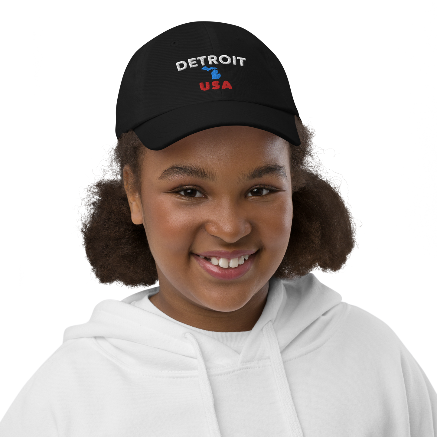 'Detroit USA' Youth Baseball Cap (w/ Michigan Outline)