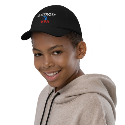 'Detroit USA' Youth Baseball Cap (w/ Michigan Outline)