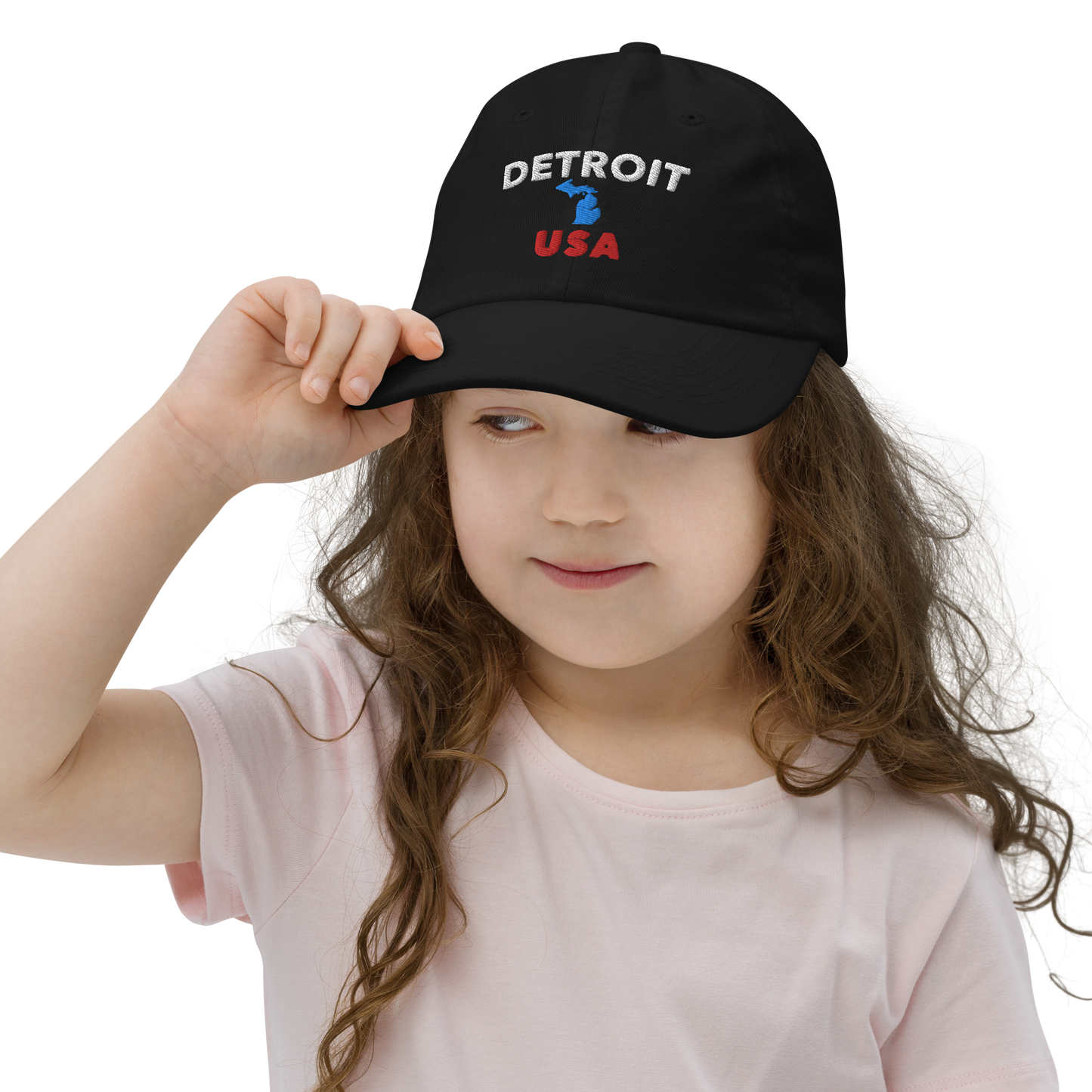 'Detroit USA' Youth Baseball Cap (w/ Michigan Outline)