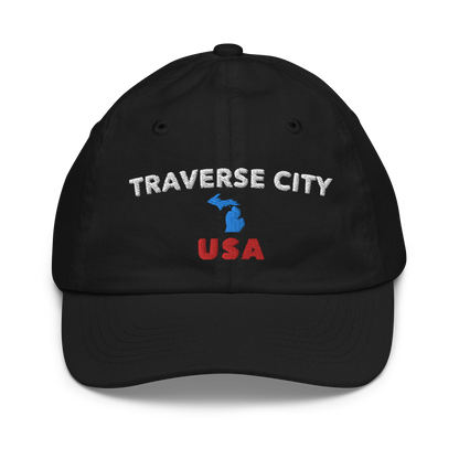 'Traverse City USA' Youth Baseball Cap (w/ Michigan Outline)