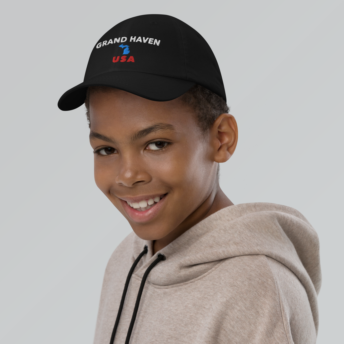 'Grand Haven USA' Youth Baseball Cap (w/ Michigan Outline)