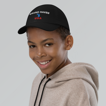 'Grand Haven USA' Youth Baseball Cap (w/ Michigan Outline)