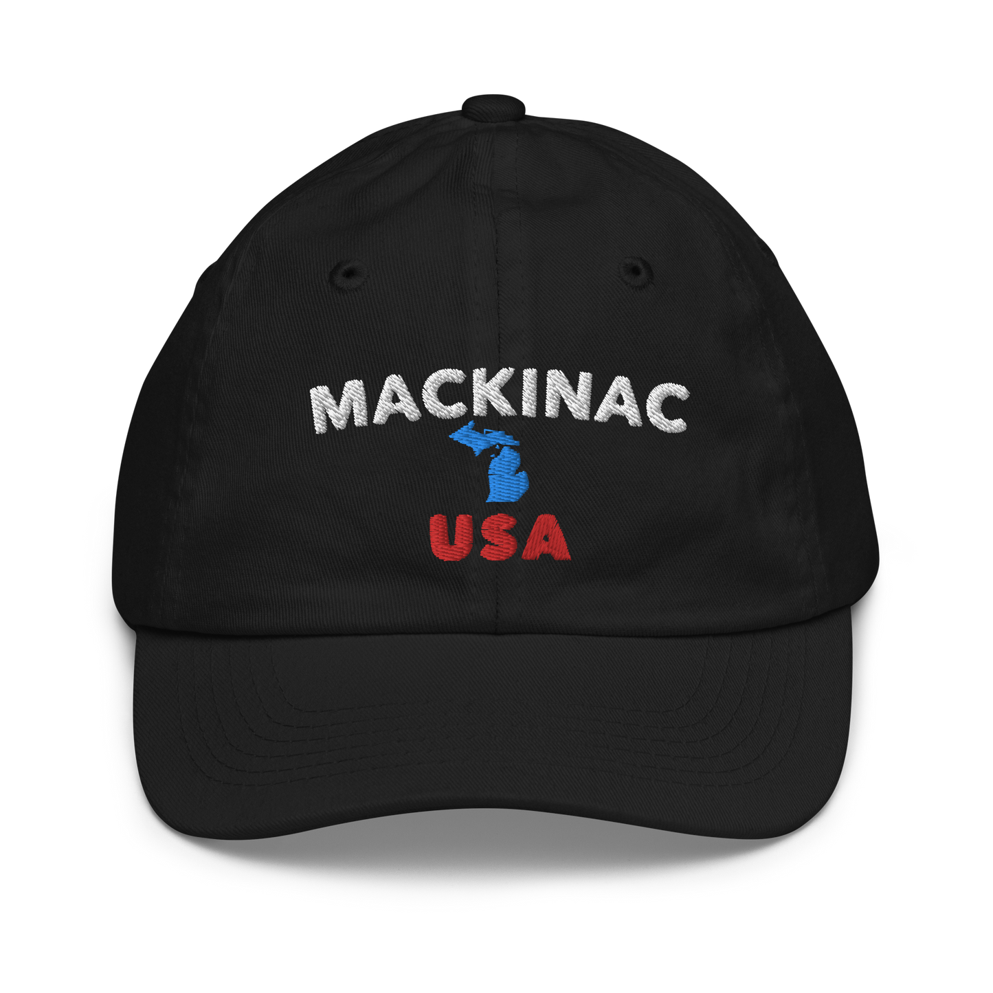 'Mackinac USA' Youth Baseball Cap (w/ Michigan Outline)