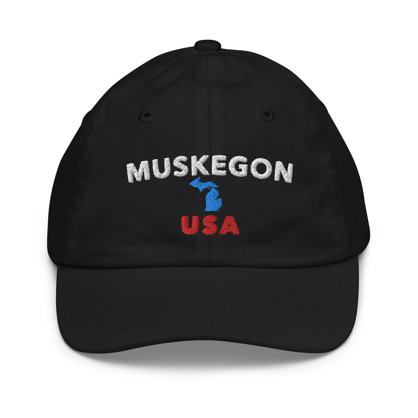 'Muskegon USA' Youth Baseball Cap (w/ Michigan Outline)