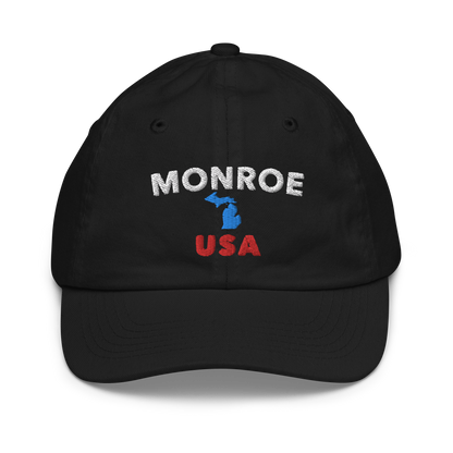 'Monroe USA' Youth Baseball Cap (w/ Michigan Outline)