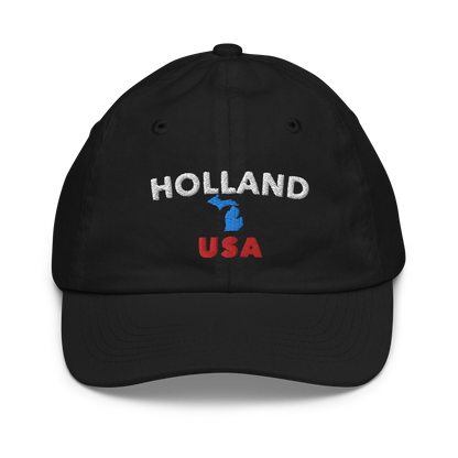 'Holland USA' Youth Baseball Cap (w/ Michigan Outline)