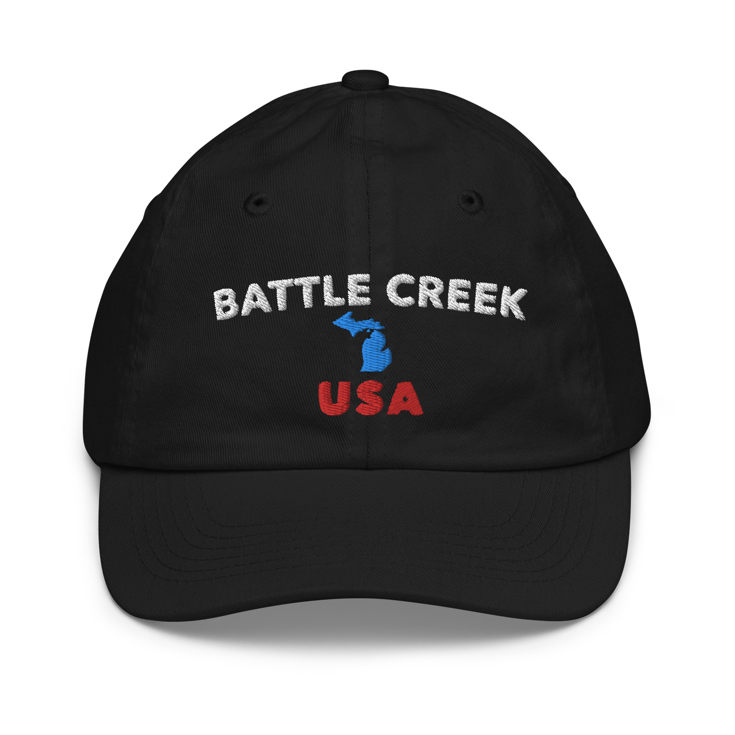 'Battle Creek' Youth Baseball Cap (w/ Michigan Outline)