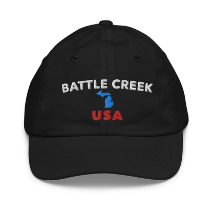 'Battle Creek' Youth Baseball Cap (w/ Michigan Outline)