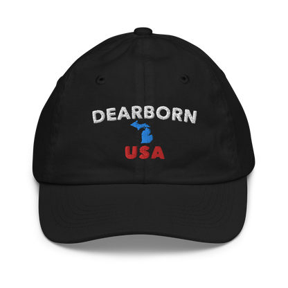 'Dearborn USA' Youth Baseball Cap (w/ Michigan Outline)