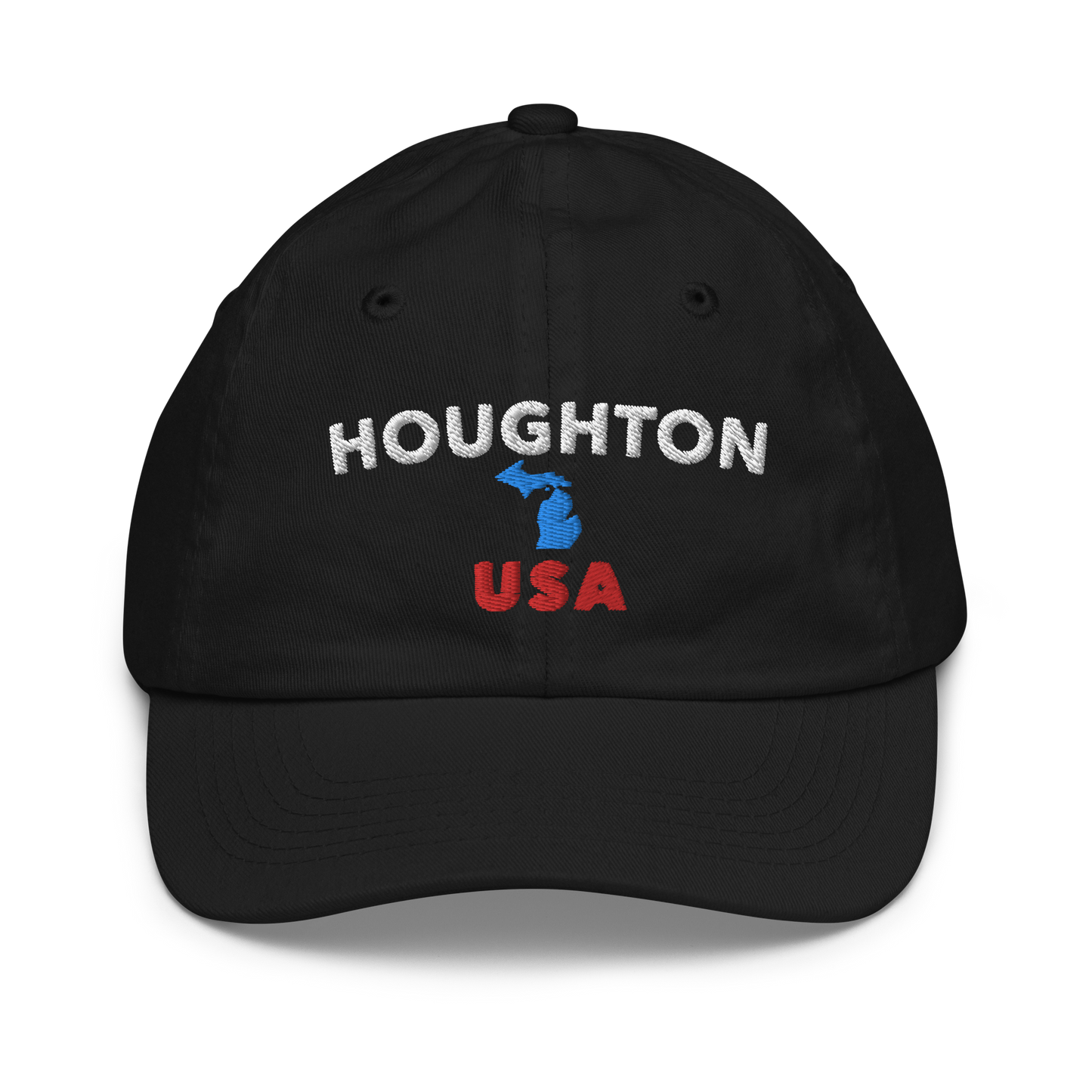 'Houghton USA' Youth Baseball Cap (w/ Michigan Outline)