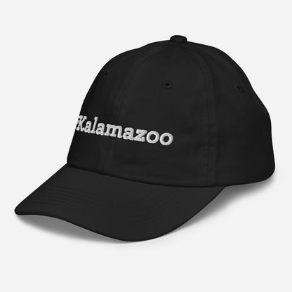 'Kalamazoo' Youth Baseball Cap | White/Navy Embroidery