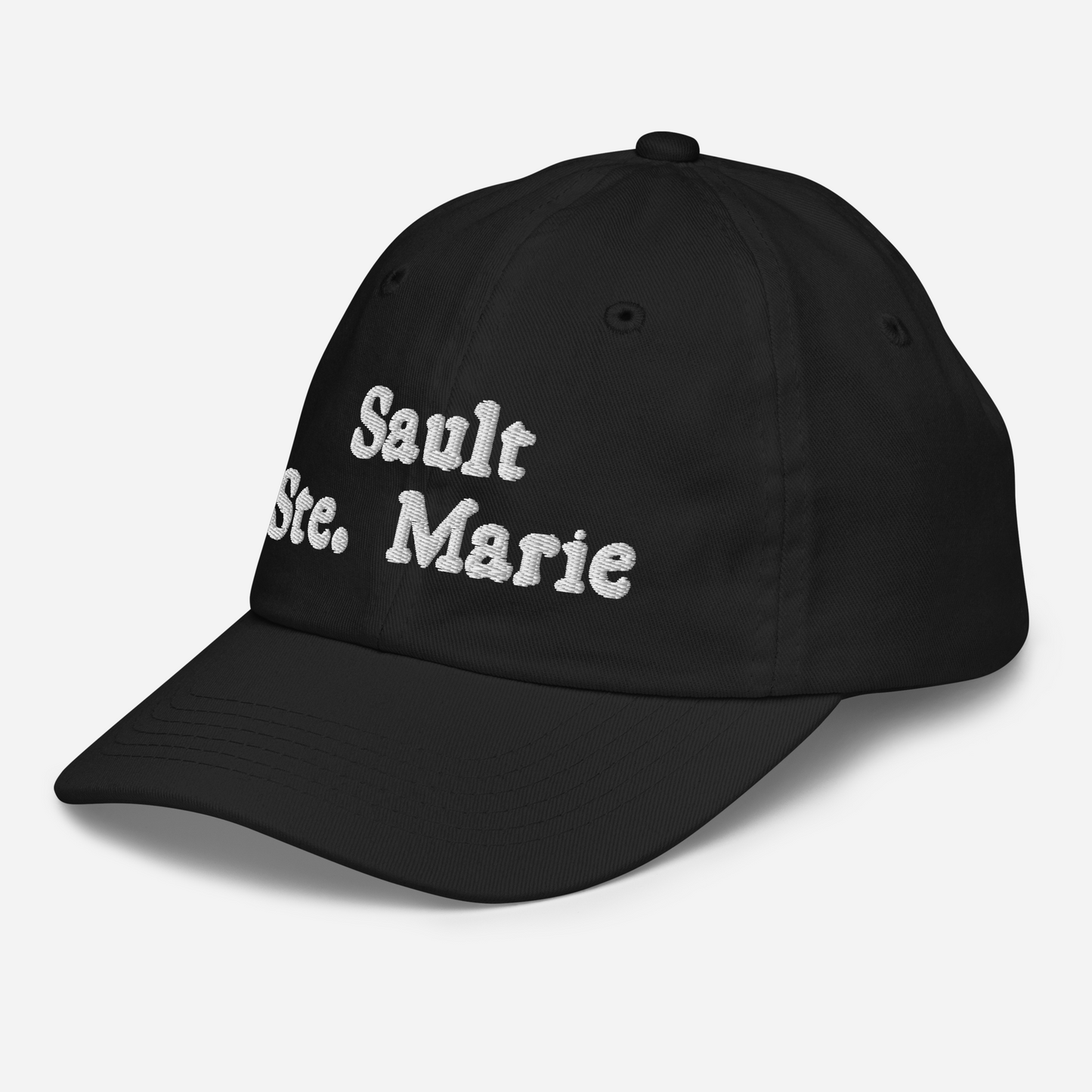 'Sault Ste. Marie' Youth Baseball Cap | White/Navy Embroidery