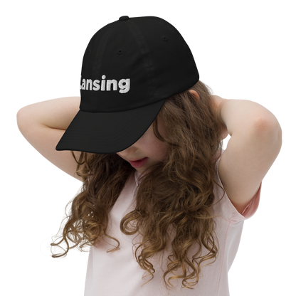 'Lansing' Youth Baseball Cap | White/Navy Embroidery