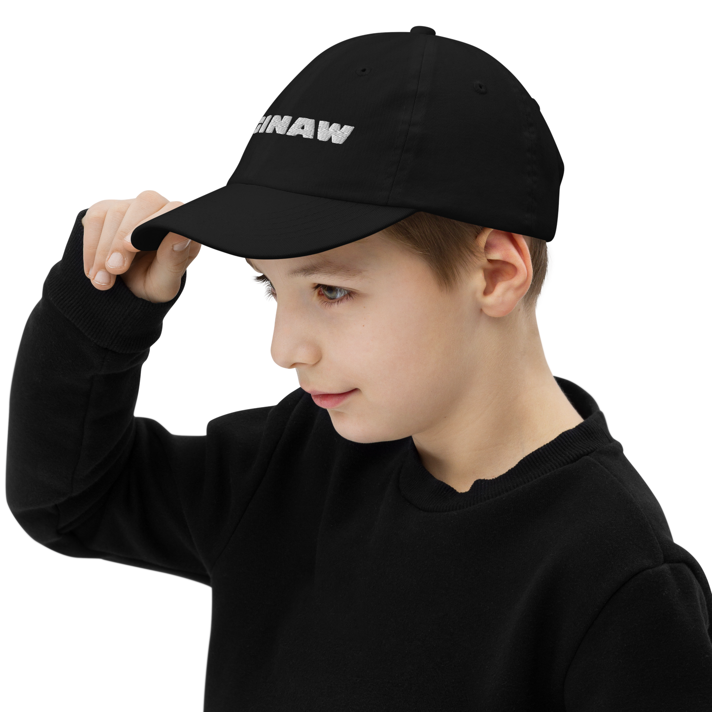 'Saginaw' Youth Baseball Cap | White/Navy Embroidery