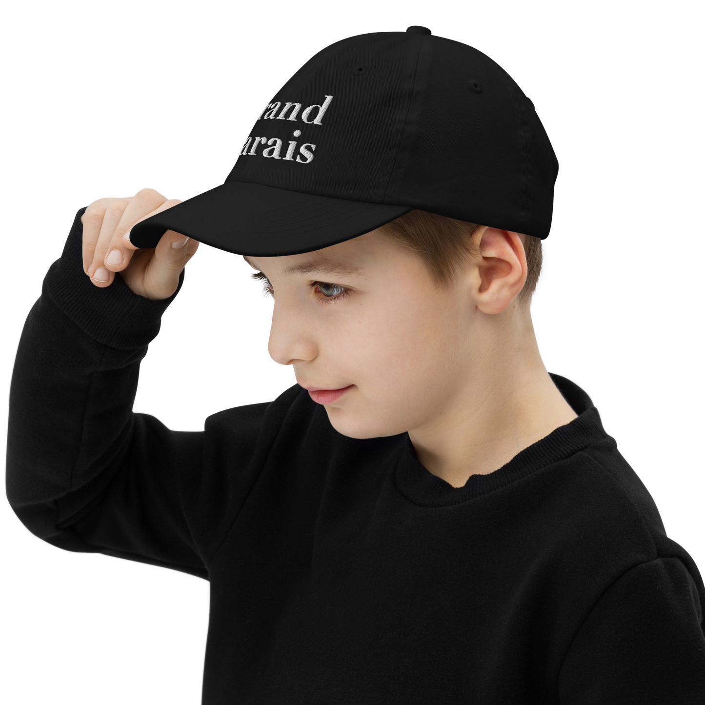 'Grand Marais' Youth Baseball Cap | White/Black Embroidery